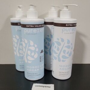 4x Purezero Moroccan Argan Oil Repairing Shampoo & Conditioner With Pump, 20 Oz